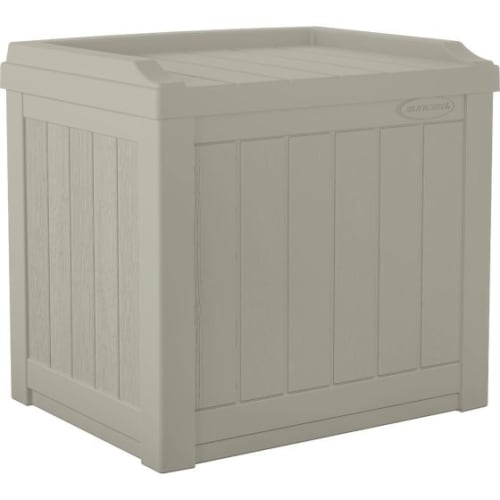 Suncast Commercial 22 Gal. Small Deck Box with Storage Seat, Light Taupe